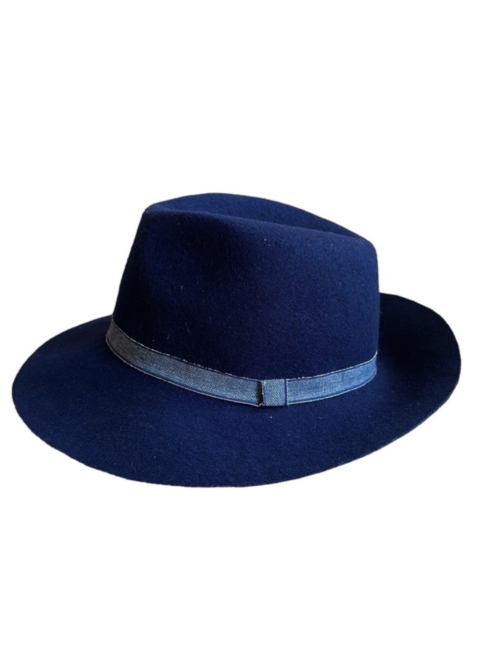Mudd for Anthropologie navy blue 100 % wool rancher fedora hat